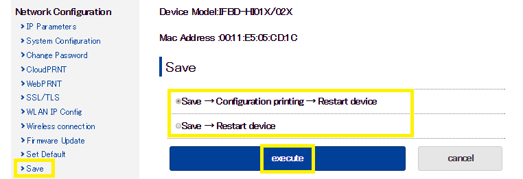 Web config ui save of the HI01/02X